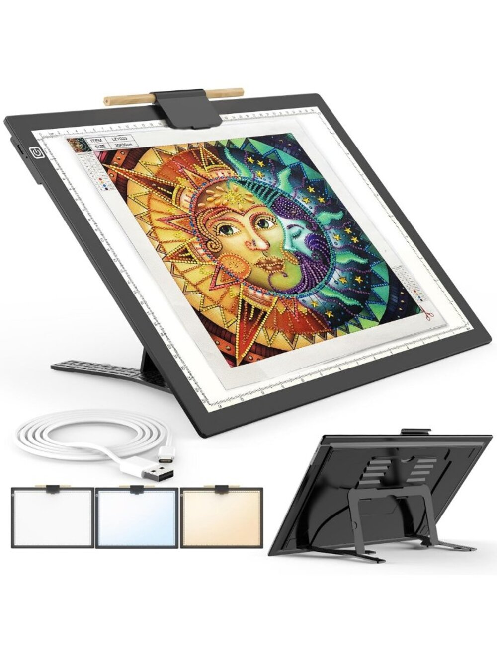 Rechargeable Light Pad for Diamond Painting & Drawing - Ultra-Thin, 3 Colors, 6